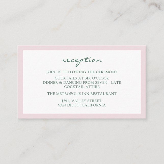 Elegant Dusty Pink Magnolia Flower Reception Enclosure Card (Front)