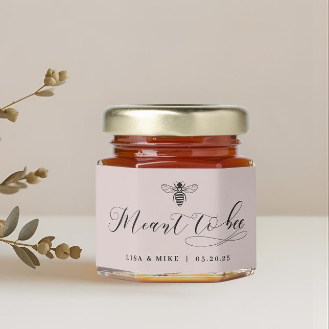 Elegant Dusty Pink Meant to Bee Wedding Honey Jar Favors (Creator Uploaded)