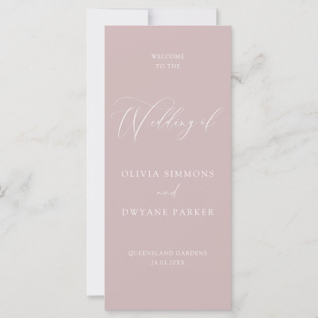 Elegant Dusty Pink Modern Wedding Ceremony Program (Front)
