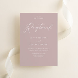 Elegant Dusty Pink Modern Wedding Reception Invitation