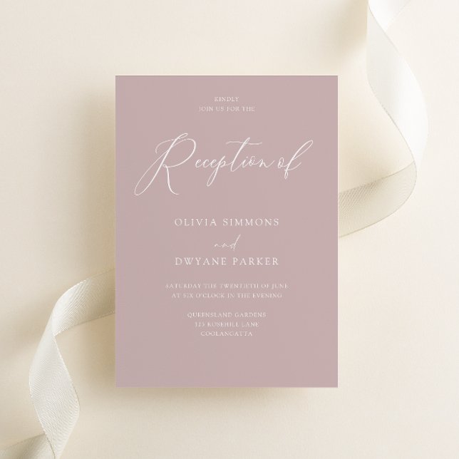 Elegant Dusty Pink Modern Wedding Reception Invitation (Creator Uploaded)