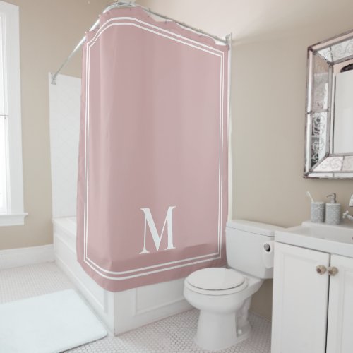 Elegant Dusty Pink Monogram Shower Curtain