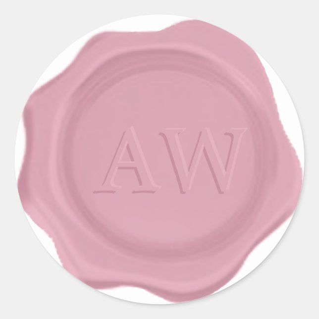 Elegant Dusty Pink Monogram Wedding Wax Seal (Front)