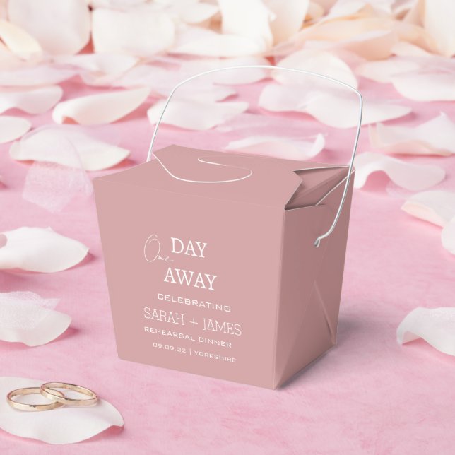 Elegant Dusty Pink One Day Away Rehearsal Dinner Favor Boxes (Wedding)