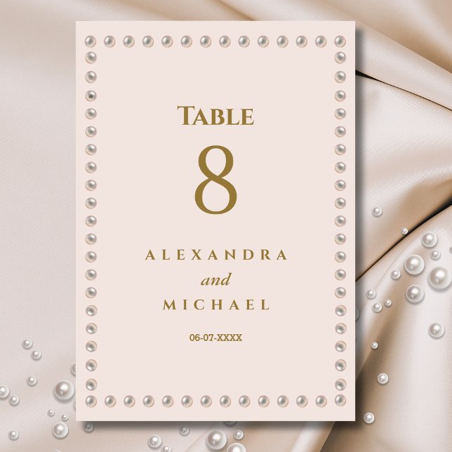 Elegant Dusty Pink Pearl Wedding  Table Number (Creator Uploaded)