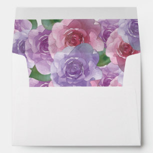 Elegant Dusty Pink Purple Floral Wedding Envelope