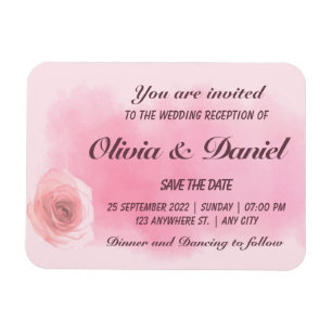 Elegant dusty pink rose floral wedding magnet