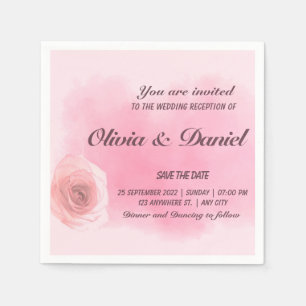 Elegant dusty pink rose floral wedding party napkins