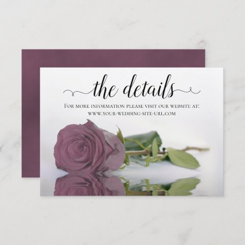 Elegant Dusty Pink Rose Wedding Details Website Enclosure Card