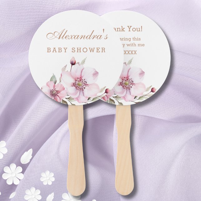 Elegant Dusty Pink Roses Baby Shower Hand Fan (Creator Uploaded)