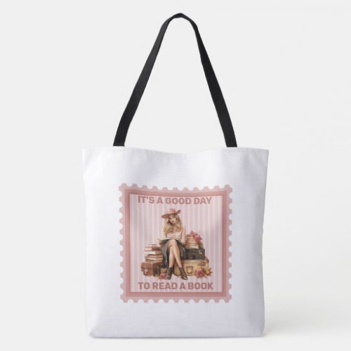 Elegant dusty pink roses beauty girl book lovers tote bag