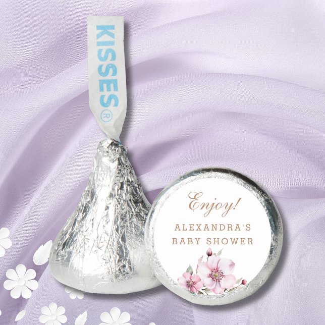 Elegant Dusty Pink Roses Floral Baby Shower Hershey®'s Kisses® (Creator Uploaded)