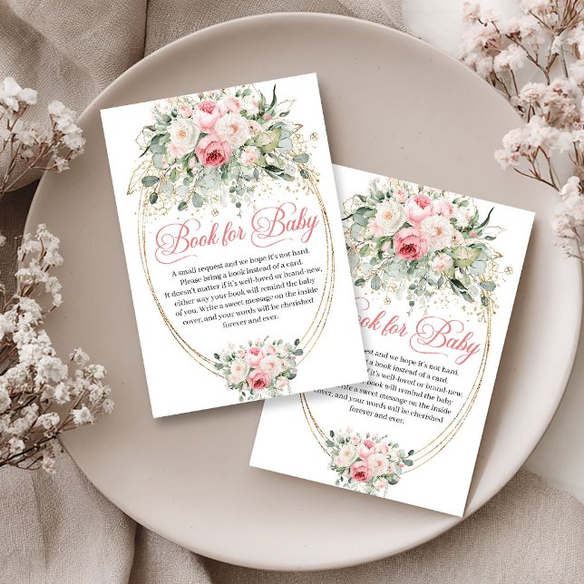 Elegant Dusty Pink Roses Greenery Book Request Enclosure Card (Elegant Dusty Pink Roses Greenery Book Request)