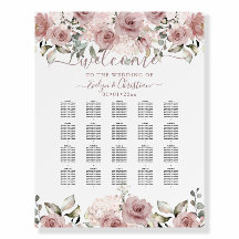 Elegant Dusty Pink Roses Hydrangeas Seating Chart