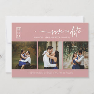 Elegant Dusty Pink Save the Date QR Code Photo Invitation