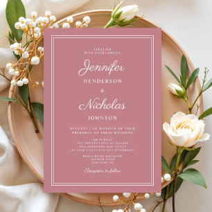 Elegant Dusty Pink Script Wedding Invitation
