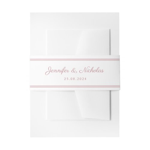 Elegant Dusty Pink Script Wedding Invitation Belly Band