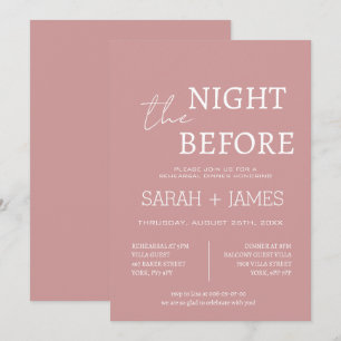 Elegant Dusty Pink the Night Before Dinner Wedding Invitation
