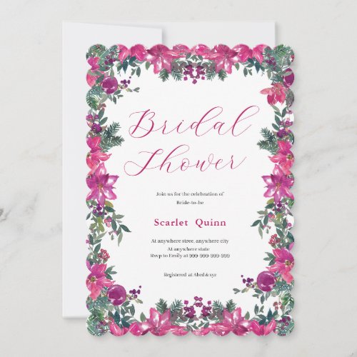 Elegant dusty pink watercolor Floral bridal bunch Invitation