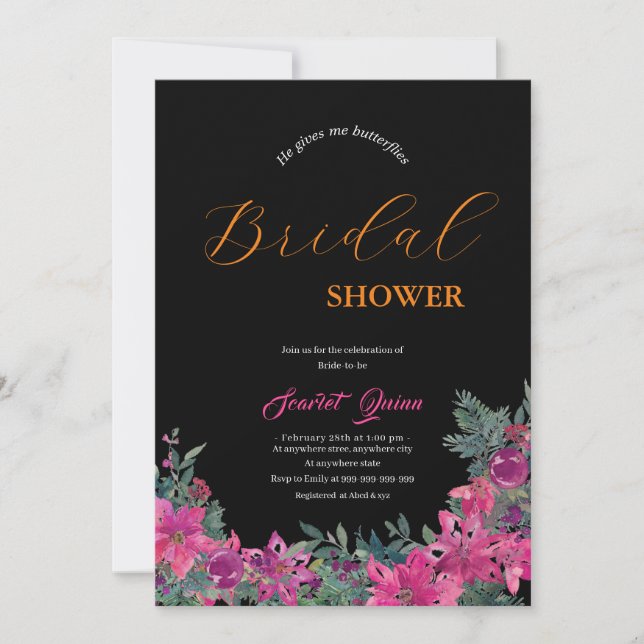 Elegant dusty pink watercolor Floral bridal shower Invitation (Front)
