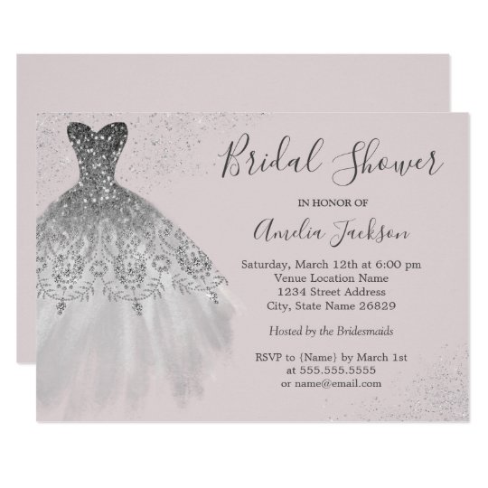 Elegant Dusty Pink Wedding Gown Bridal Shower Invitation | Zazzle.com