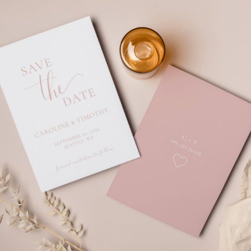 Elegant Dusty Pink Wedding Save The Date Card