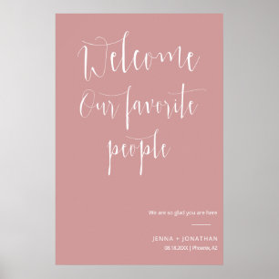 Elegant Dusty Pink Welcome Wedding Ceremony Sign