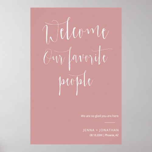 Elegant Dusty Pink Welcome Wedding Ceremony Sign