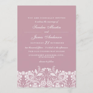 Elegant Dusty Pink White Lace Wedding Invite