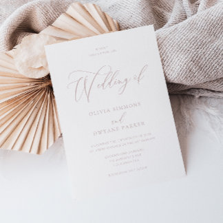 Elegant Dusty Pink & White Modern Wedding Invitation