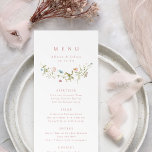Elegant Dusty Pink Wildflower Rustic Boho Wedding Menu<br><div class="desc">Elegant delicate watercolor wildflower design,  with custom your own details. Pastel palettes of soft blush pink,  off white,  beige,  dusty blue,  dusty pink,  and botanical greenery,  simple and romantic. Great floral wedding menus for modern rustic wedding,  country garden wedding,  and boho wedding in spring and summer.</div>
