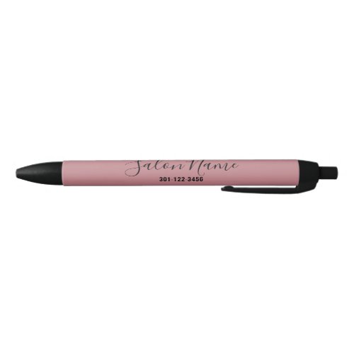 Elegant Dusty Pink with Black Script Salon Name Black Ink Pen
