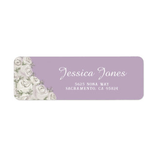 Elegant Dusty Pink With White Rose Return Address  Label