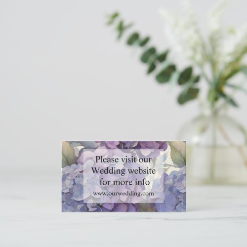 Elegant dusty purple blue watercolor hydrangeas  enclosure card