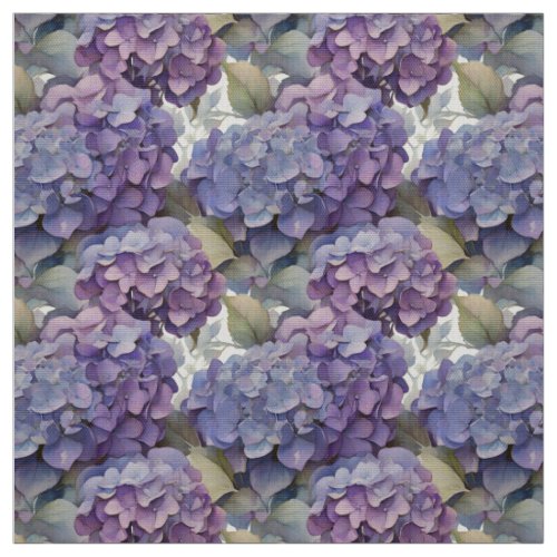 Elegant dusty purple blue watercolor hydrangeas  fabric