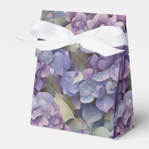 Elegant dusty purple blue watercolor hydrangeas  favor boxes