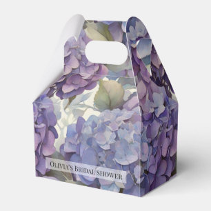 Elegant dusty purple blue watercolor hydrangeas favor boxes