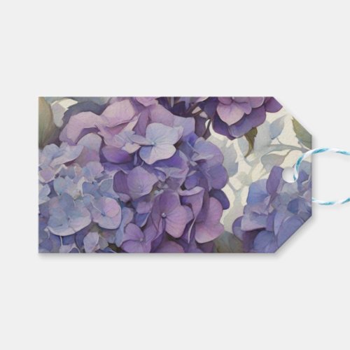 Elegant dusty purple blue watercolor hydrangeas  gift tags