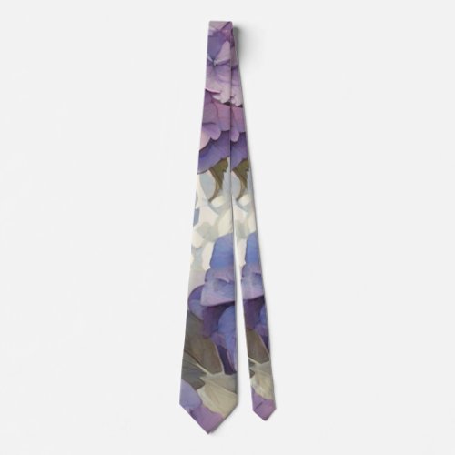 Elegant dusty purple blue watercolor hydrangeas  neck tie