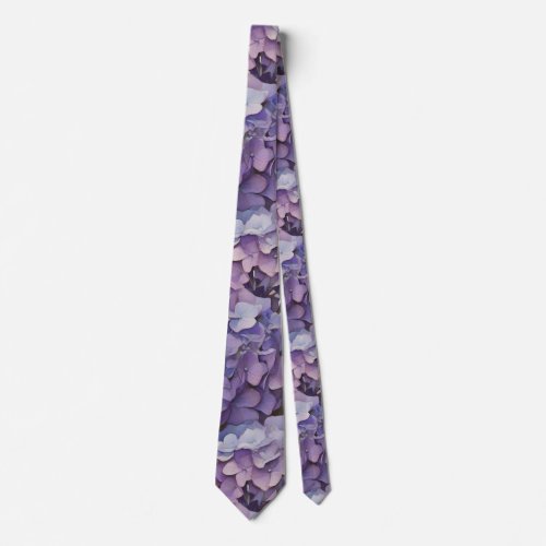 Elegant dusty purple blue watercolor hydrangeas  neck tie