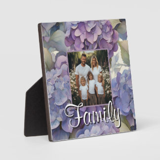Elegant dusty purple blue watercolor hydrangeas plaque