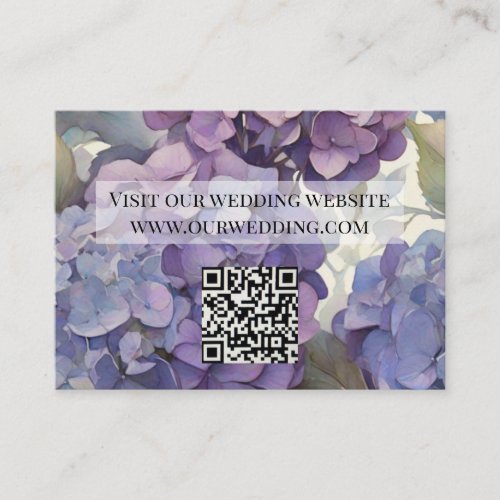 Elegant dusty purple blue watercolor hydrangeas QR Enclosure Card