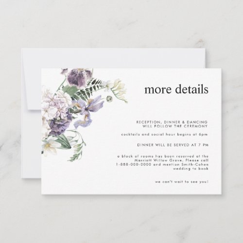 Elegant Dusty Purple Floral Wedding Enclosure Card