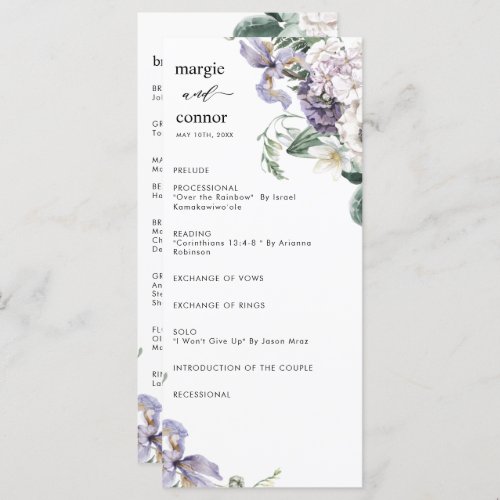 Elegant Dusty Purple Floral Wedding Program