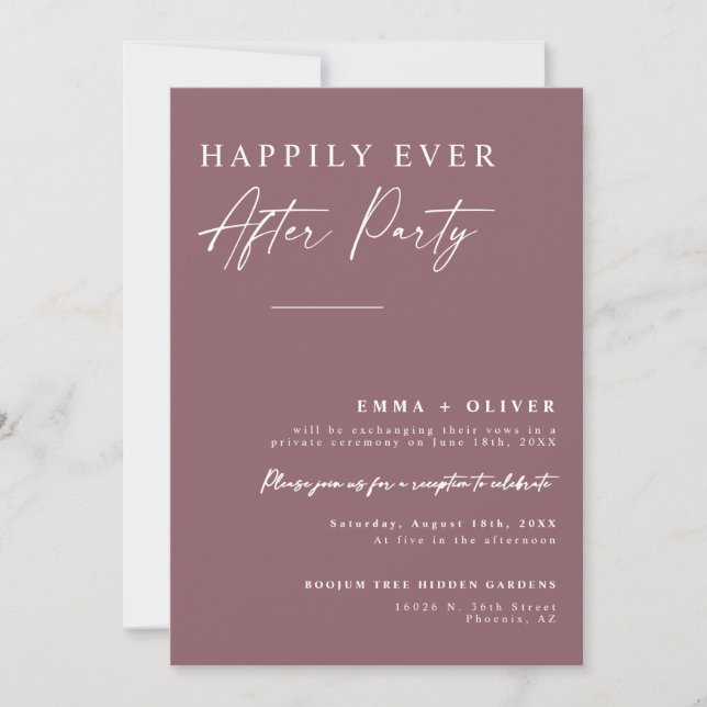 Elegant Dusty Purple Happily Ever After QR Code  Invitation (Front)