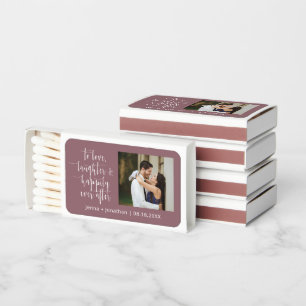 Elegant Dusty Purple Modern Wedding Photo Favor Matchboxes