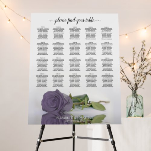 Elegant Dusty Purple Rose 20 Table Seating Chart Foam Board
