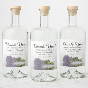 Elegant Dusty Purple Rose Chic Wedding Thank You Liquor Bottle Label