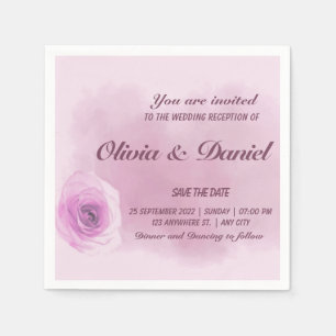 Elegant dusty purple rose floral wedding party napkins