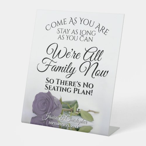 Elegant Dusty Purple Rose Open Seating Wedding Pedestal Sign